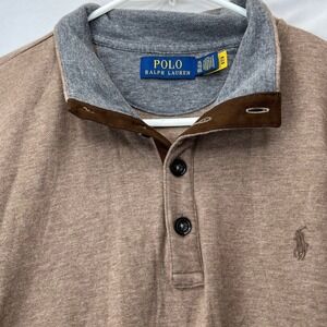 Polo Ralph Lauren Shirt XL Brown Cotton Blend LongSleeve Pony Logo Pullover Mens